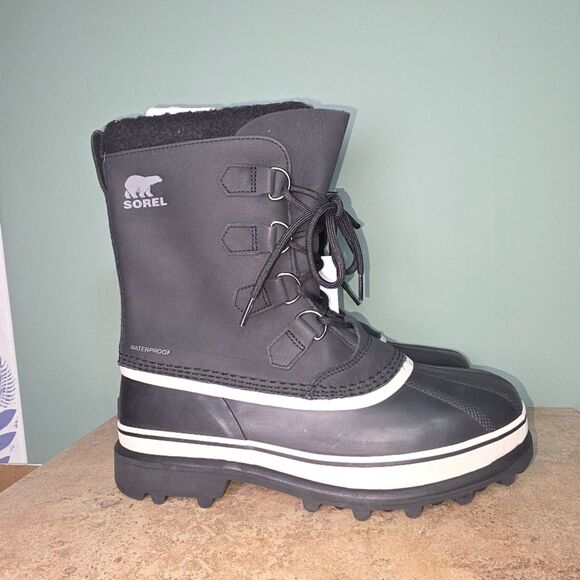 ❄️ NIB Sorel Men’s Caribou Waterproof Winter Boots 9 blk/blk main image 5